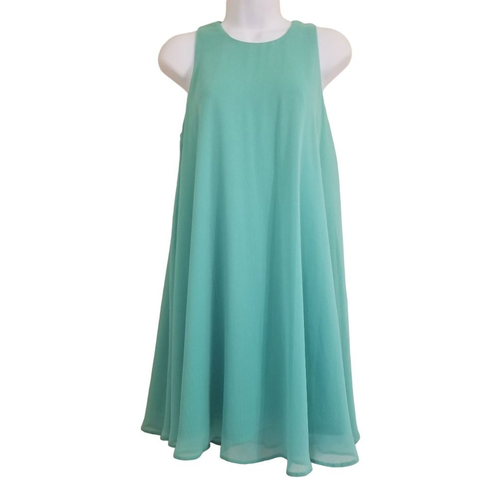 Asos 4 Sleeveless Green A Line Mini Tent Dress Flowy Feminine Summer Coastal